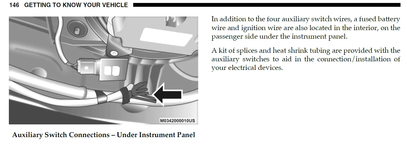 Jeep Gladiator 4 Programmable Auxiliary Switches AuxSwitchWireLocationsOwnersManual(2)