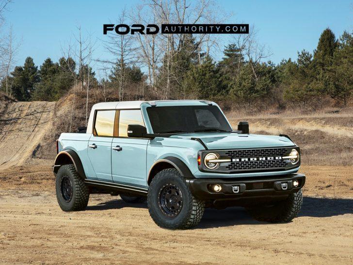 Jeep Gladiator Gladiator vs Bronco. 2025-Ford-Bronco-Pickup-Rendering-4-door-001-728x546