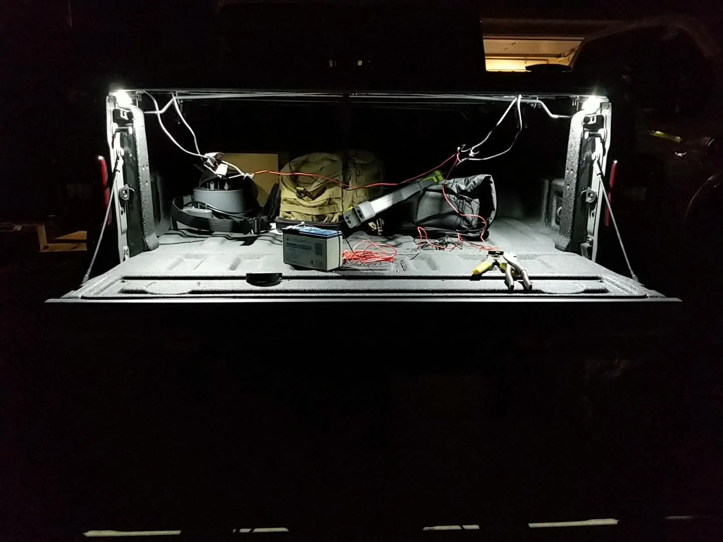 Jeep Gladiator Adding rear lights inside Diamondback cover 20210609_213526