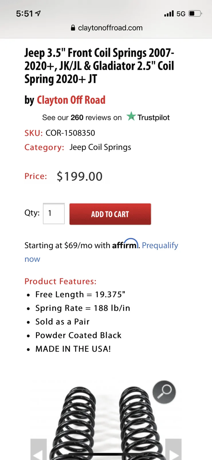Jeep Gladiator $275 Clayton off-road 2.5 inch lift springs 297D8723-4B69-40CE-9EC4-ECC5757CAA1B