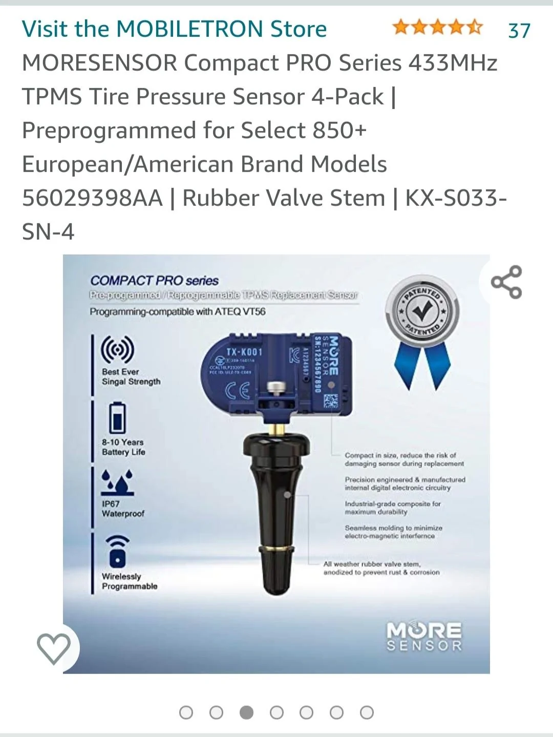 Jeep Gladiator WTB 4 TPMS sensors Screenshot_20210615-143655_Amazon Shopping