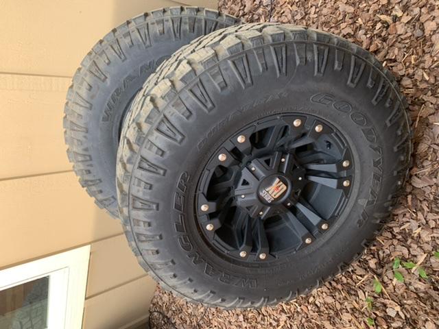 Jeep Gladiator SOLD wheels and tires - 17X9 KMC XD XD822 MONSTER II BLK - LT315/70R-17 (35’s) GOODYEAR WRANGLER DURATRAC $1250 DB69076D-839A-4D9D-9A8B-5641F918DB76