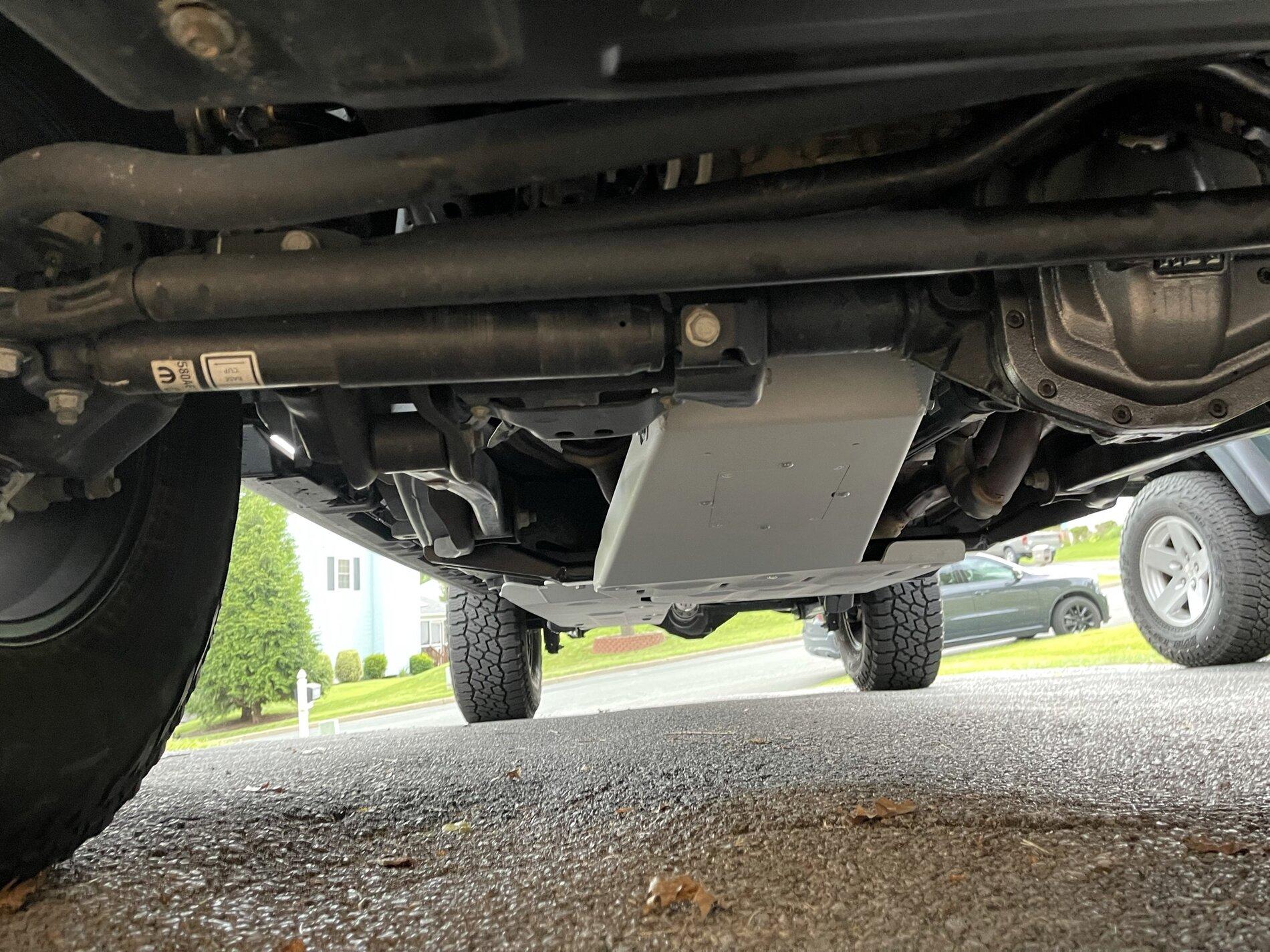 Jeep Gladiator Quadratec aluminum skid plates installed IMG_7898