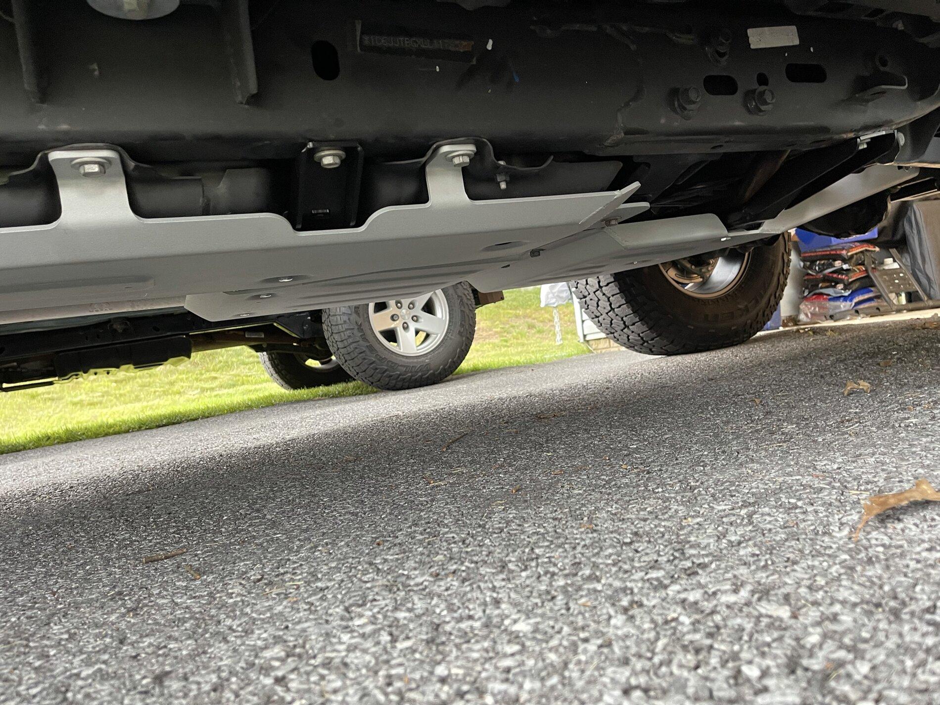 Jeep Gladiator Quadratec aluminum skid plates installed IMG_7899