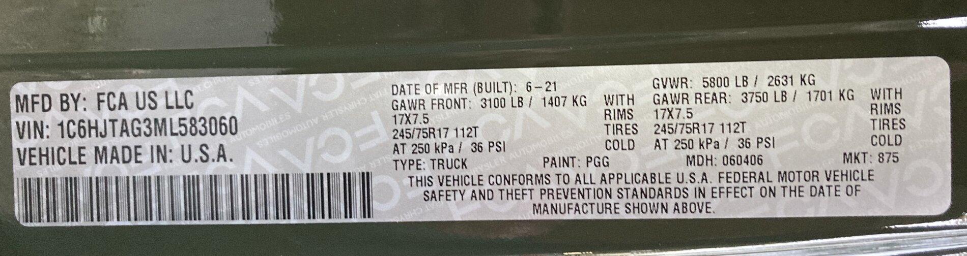 Jeep Gladiator Payload Questions 41374E0E-B00A-449E-91CE-A4AA2EDFCF2E