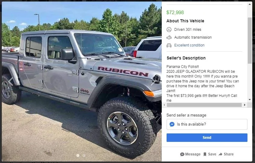 Jeep Gladiator Market adjustment pricing JT WTF