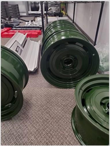 Jeep Gladiator KMC Roswell Wheels > Powder Coating Sarge Green wheels