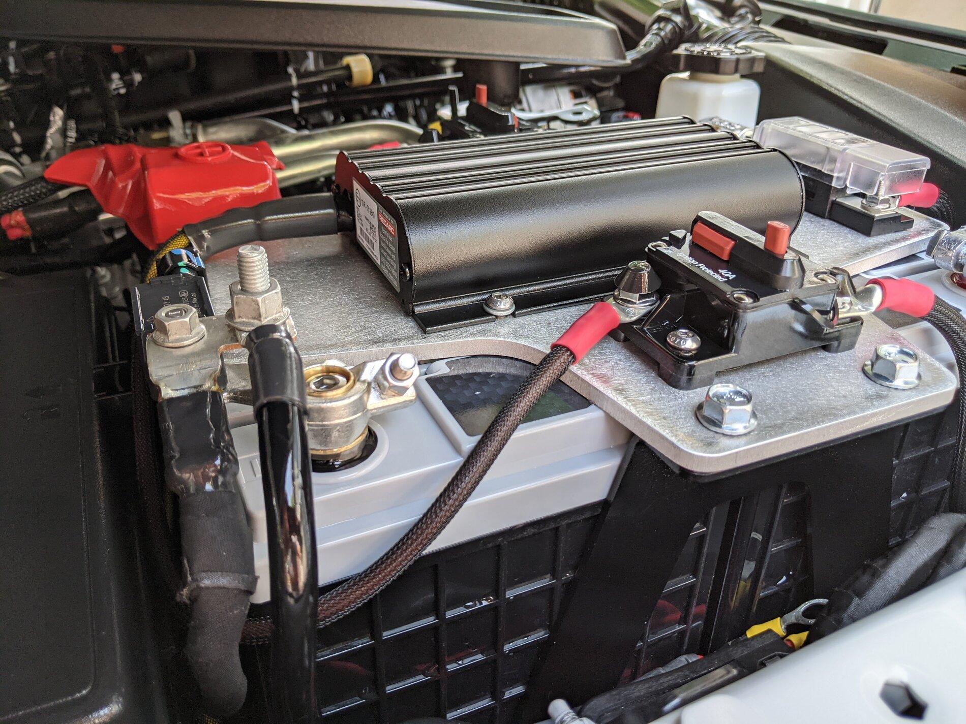 Jeep Gladiator Dual Battery w/ Redarc BCDC1225D in Engine Bay + 35W Lensun Hood Solar Panel PXL_20210715_173305425