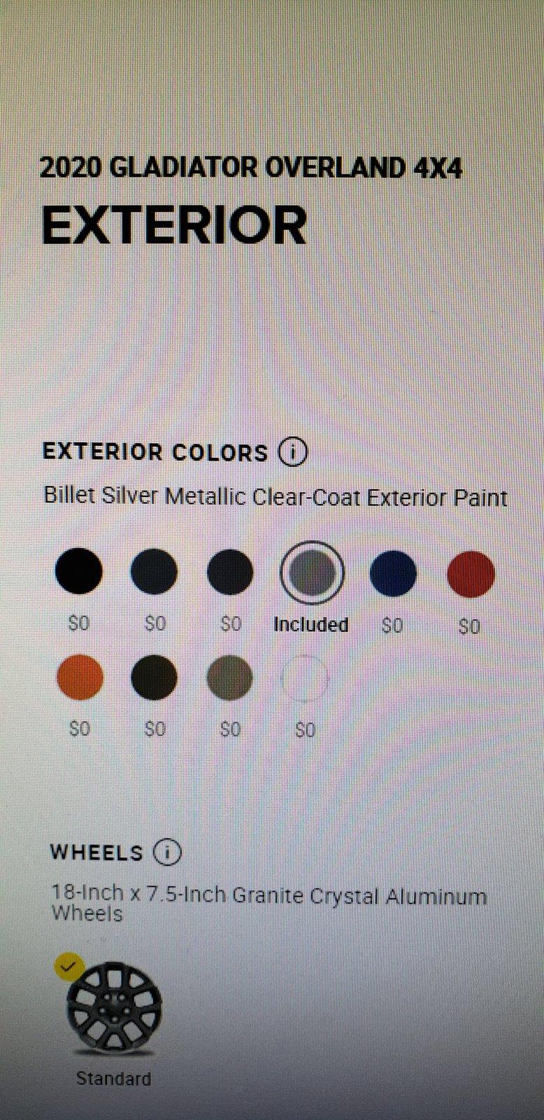 Jeep Gladiator Exterior color premium price 15593140694783480180934346870148