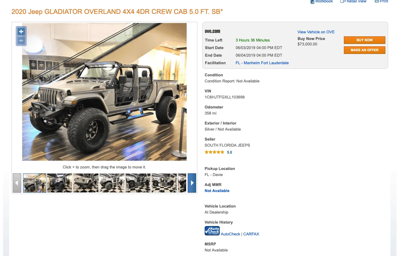 Jeep Gladiator I work in the 'biz'...Gladiators already hitting the auction! Screen Shot 2019-06-04 at 12.24.47 PM