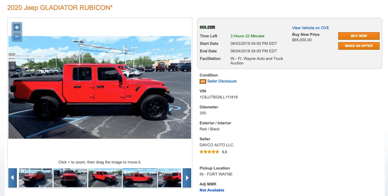 Jeep Gladiator I work in the 'biz'...Gladiators already hitting the auction! Screen Shot 2019-06-04 at 12.38.10 PM