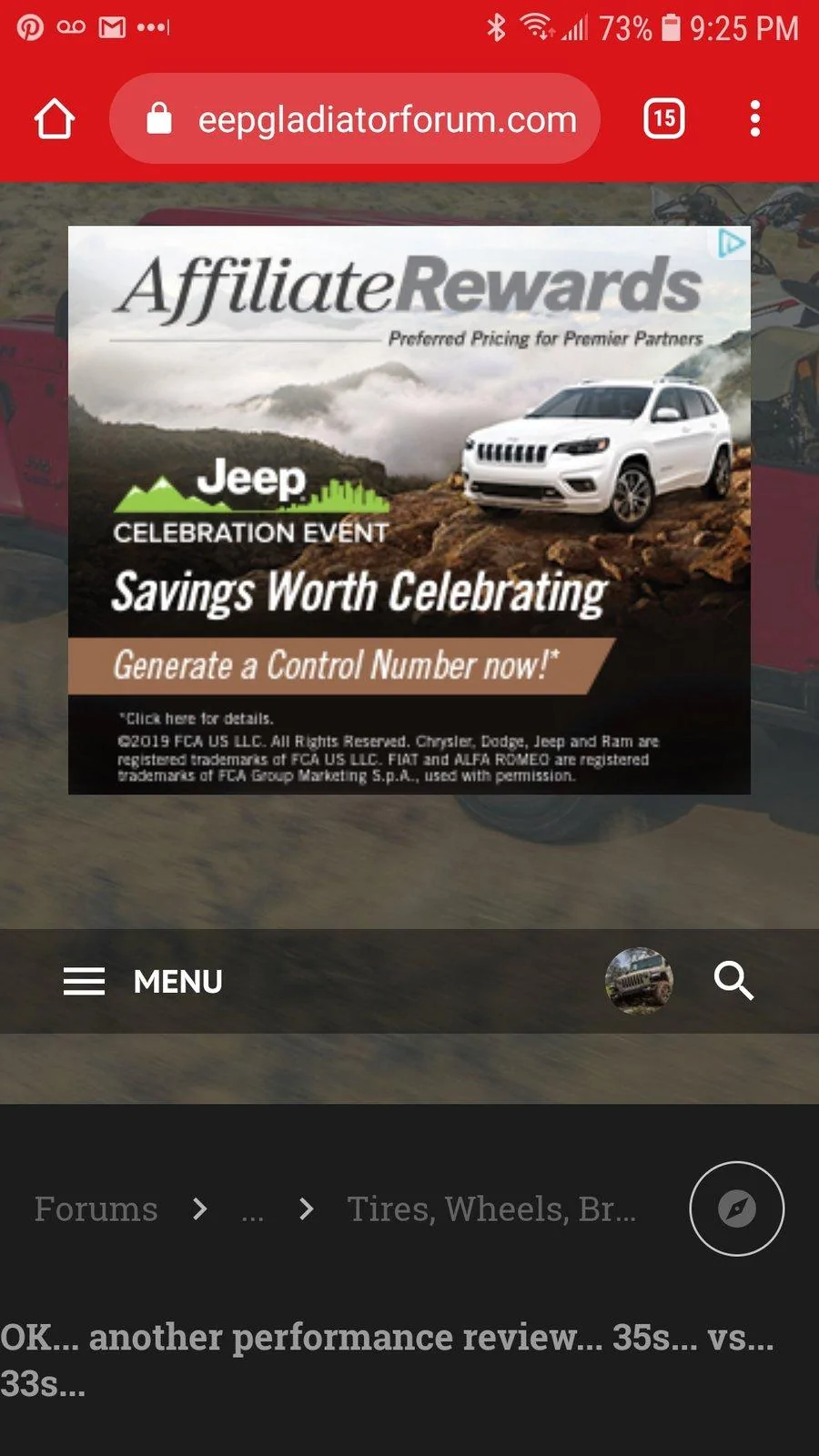 Jeep Gladiator FYI: Tread Lightly Discount Signup Summary (FCA Program) Screenshot_20190606-212509_Chrom