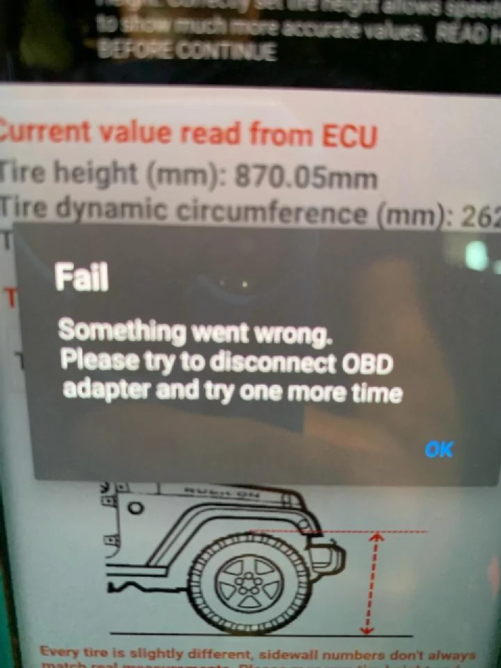 Jeep Gladiator Changing tire size, need help. OBD
