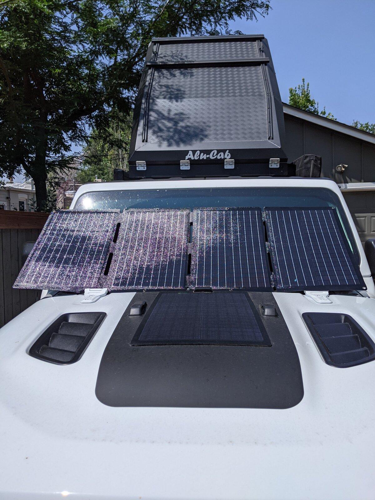 Jeep Gladiator Dual Battery w/ Redarc BCDC1225D in Engine Bay + 35W Lensun Hood Solar Panel PXL_20210725_180631055