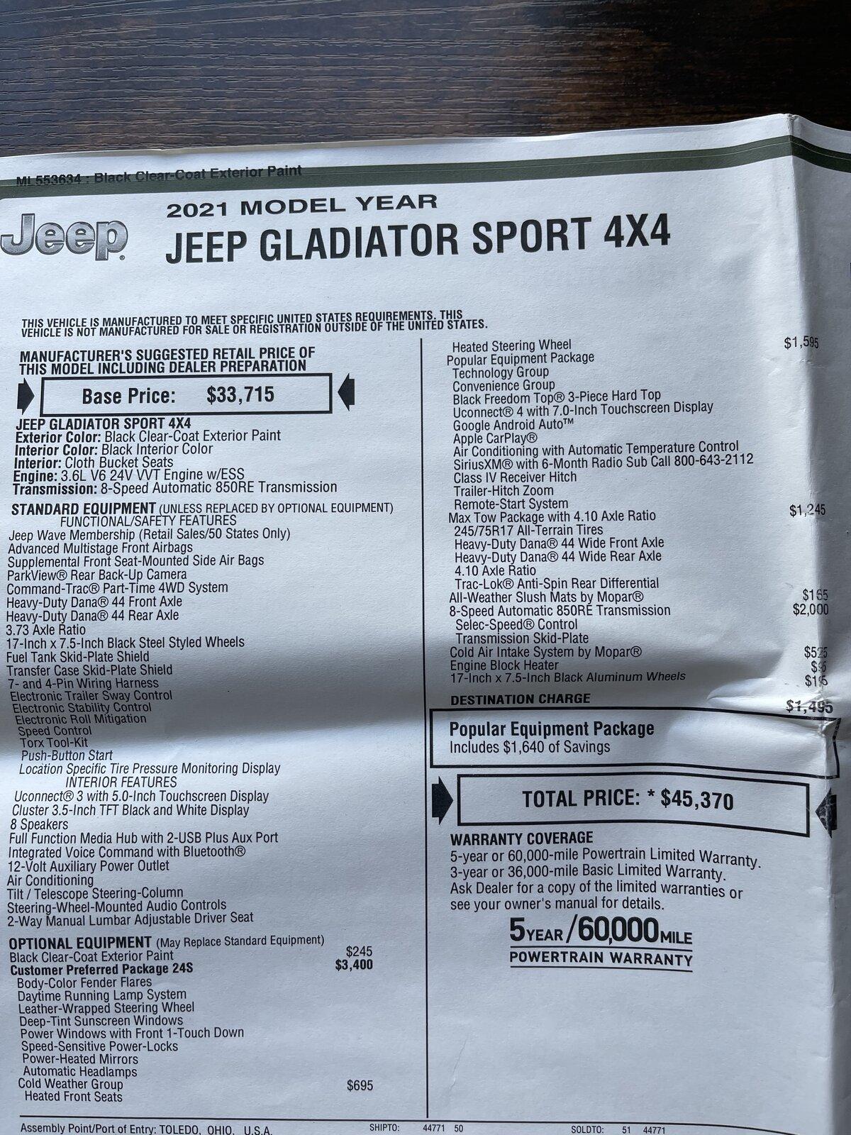 Jeep Gladiator Sport vs Sport S - Which did I buy?! IMG_0305[301]