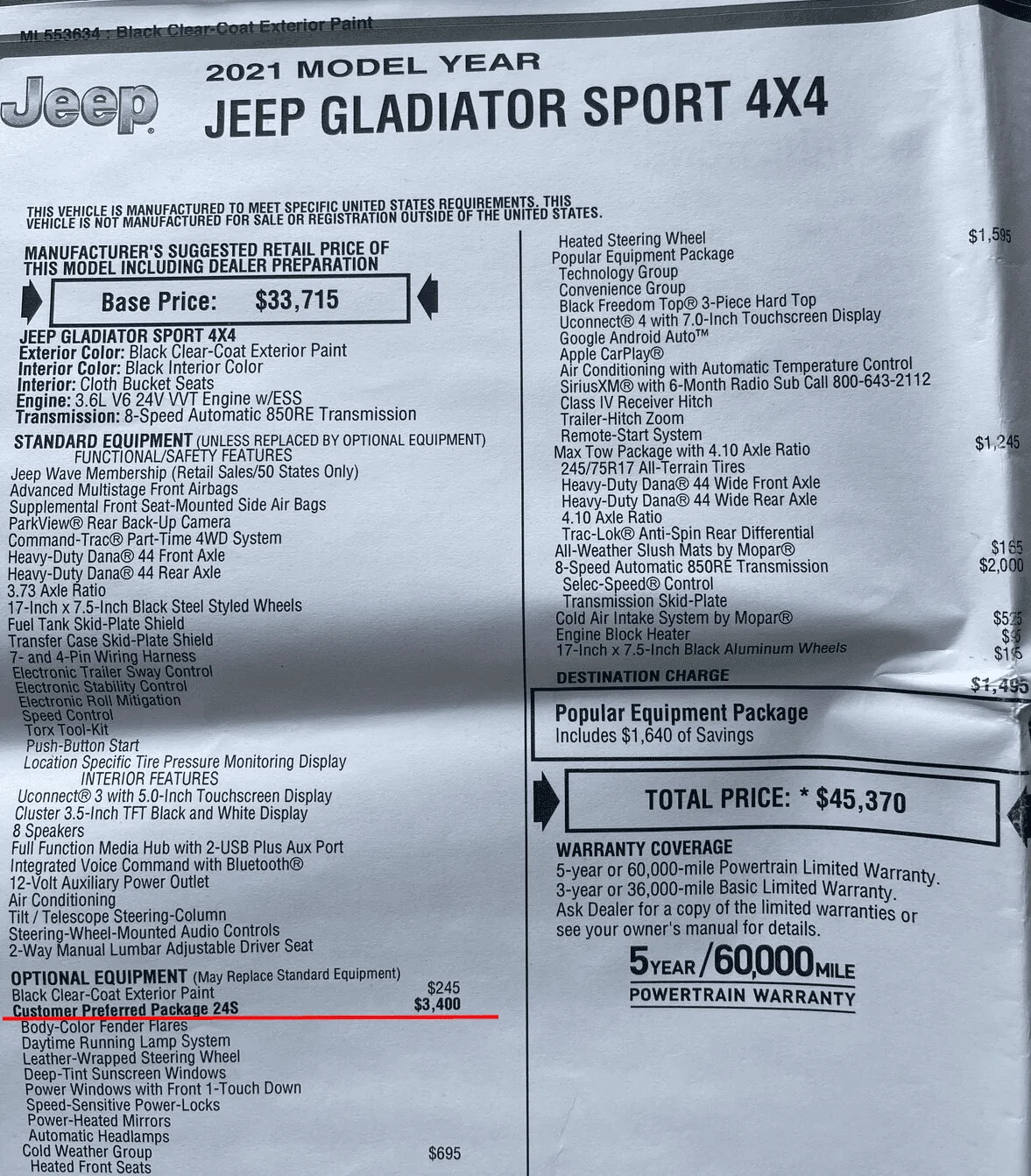 Jeep Gladiator Sport vs Sport S - Which did I buy?! 1627596376379