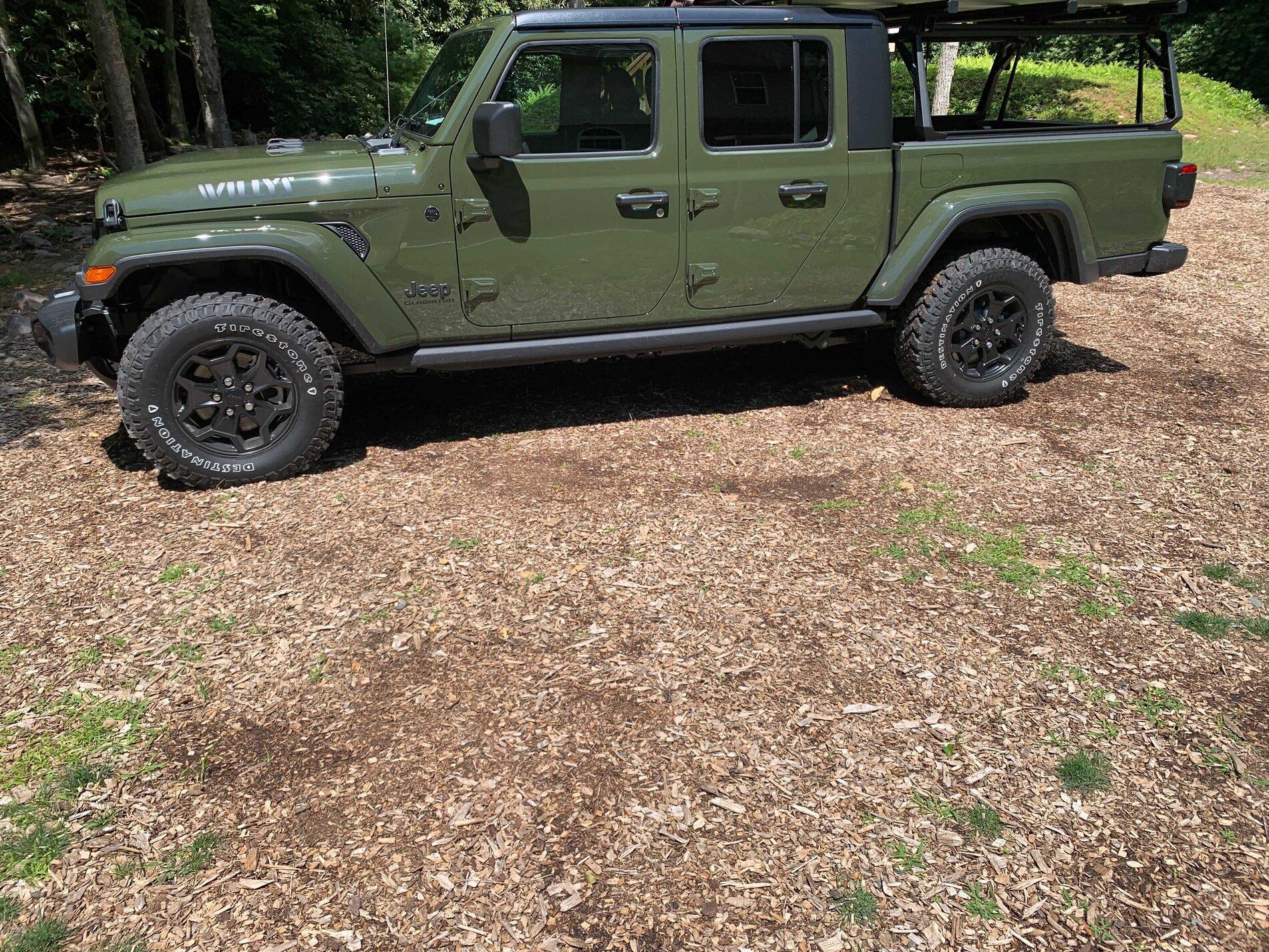 Jeep Gladiator Willys Wheels, Tires (including spare), TPMS  w/ less than 500 miles $950 w/ 1.5” Rock Krawler BB SOLD left