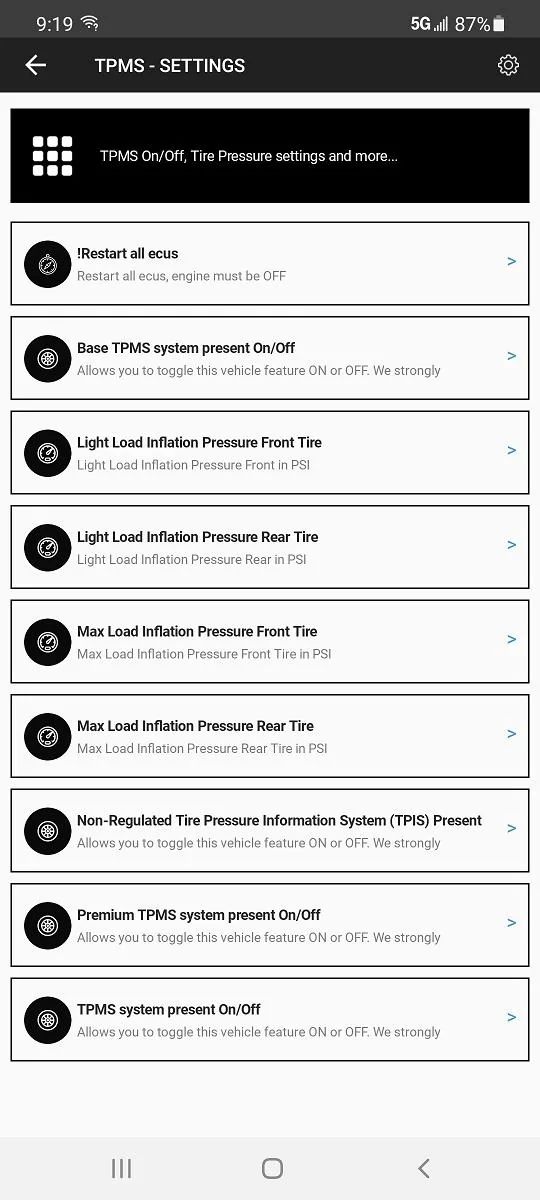 Jeep Gladiator How to turn off low tire pressure warning to run 32 psi ? Screenshot_20210804-091934_OBD JScan