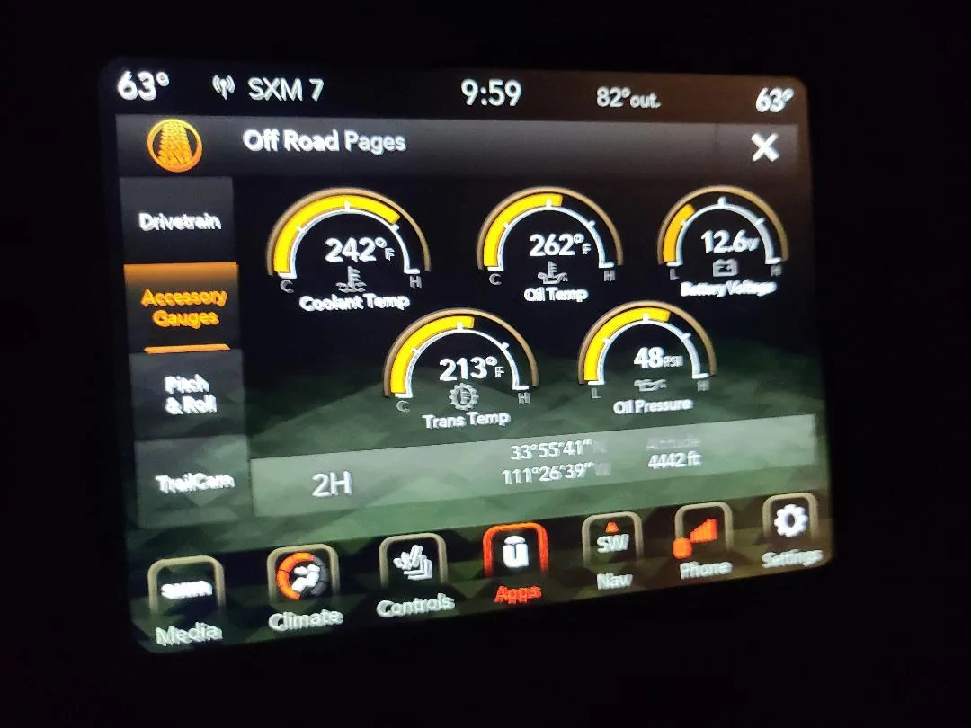 Jeep Gladiator Ecodiesel power derating as temps rise? Gauges at Mt Ord