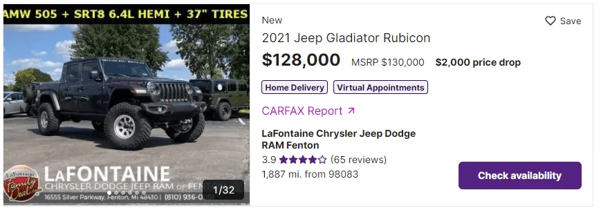 Jeep Gladiator 2021 Hemi Gladiator, now reduced to $128,000 Hemi_Gladiator