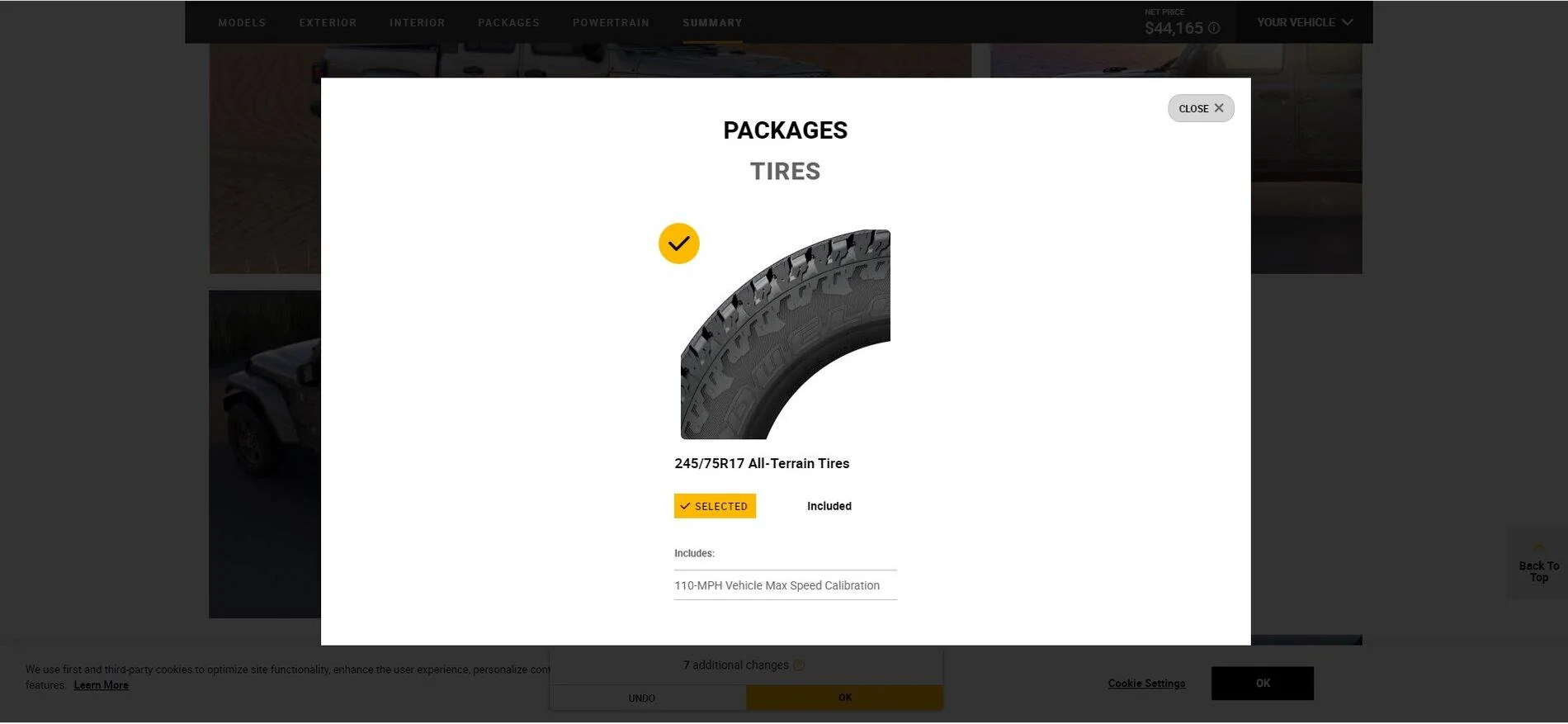 Jeep Gladiator Stock Tires on Sport S Max Tow tires