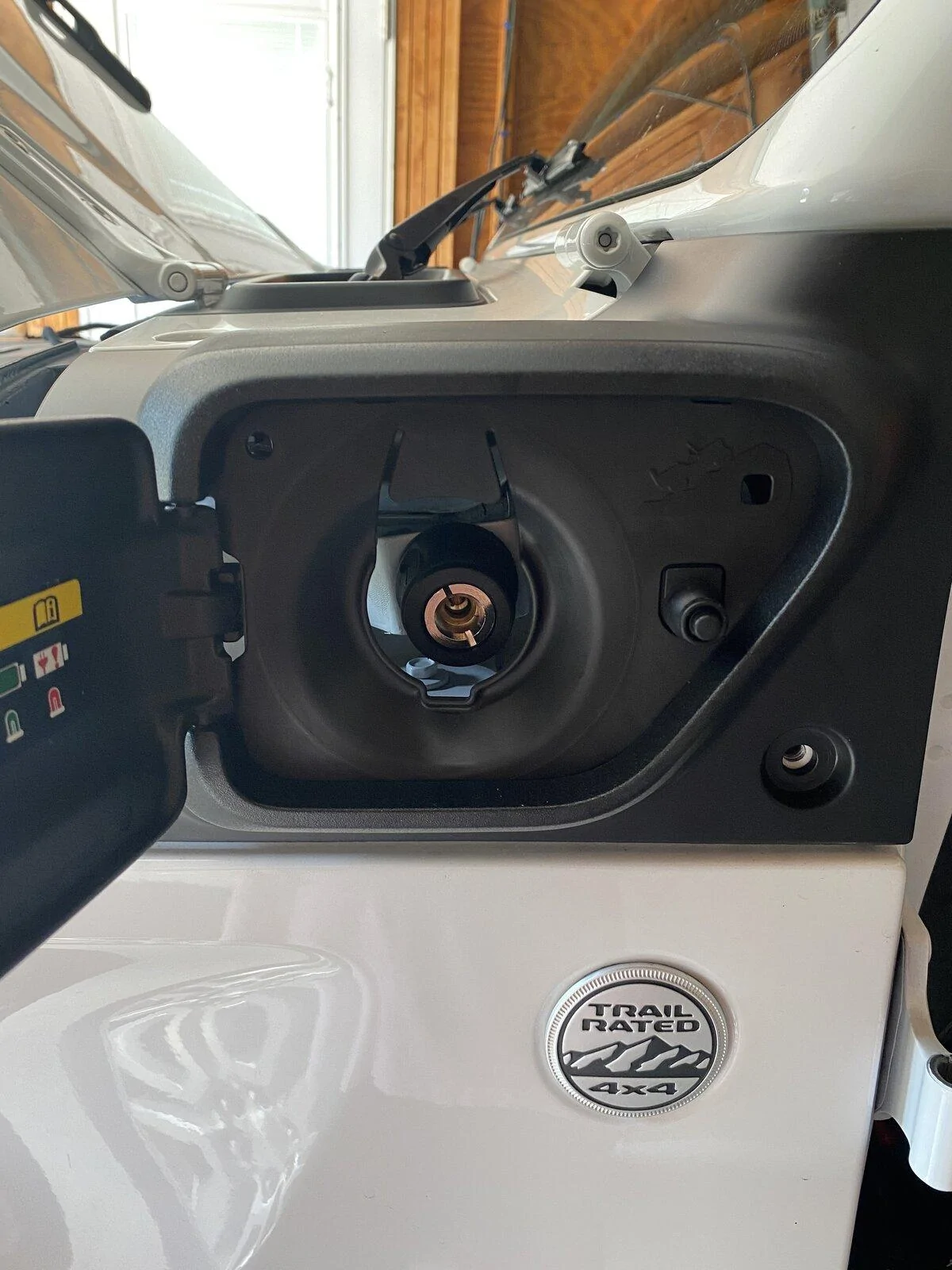 Jeep Gladiator Wrangler 4XE charge port cowl repurposed for ARB on-board air connection 1629208063577
