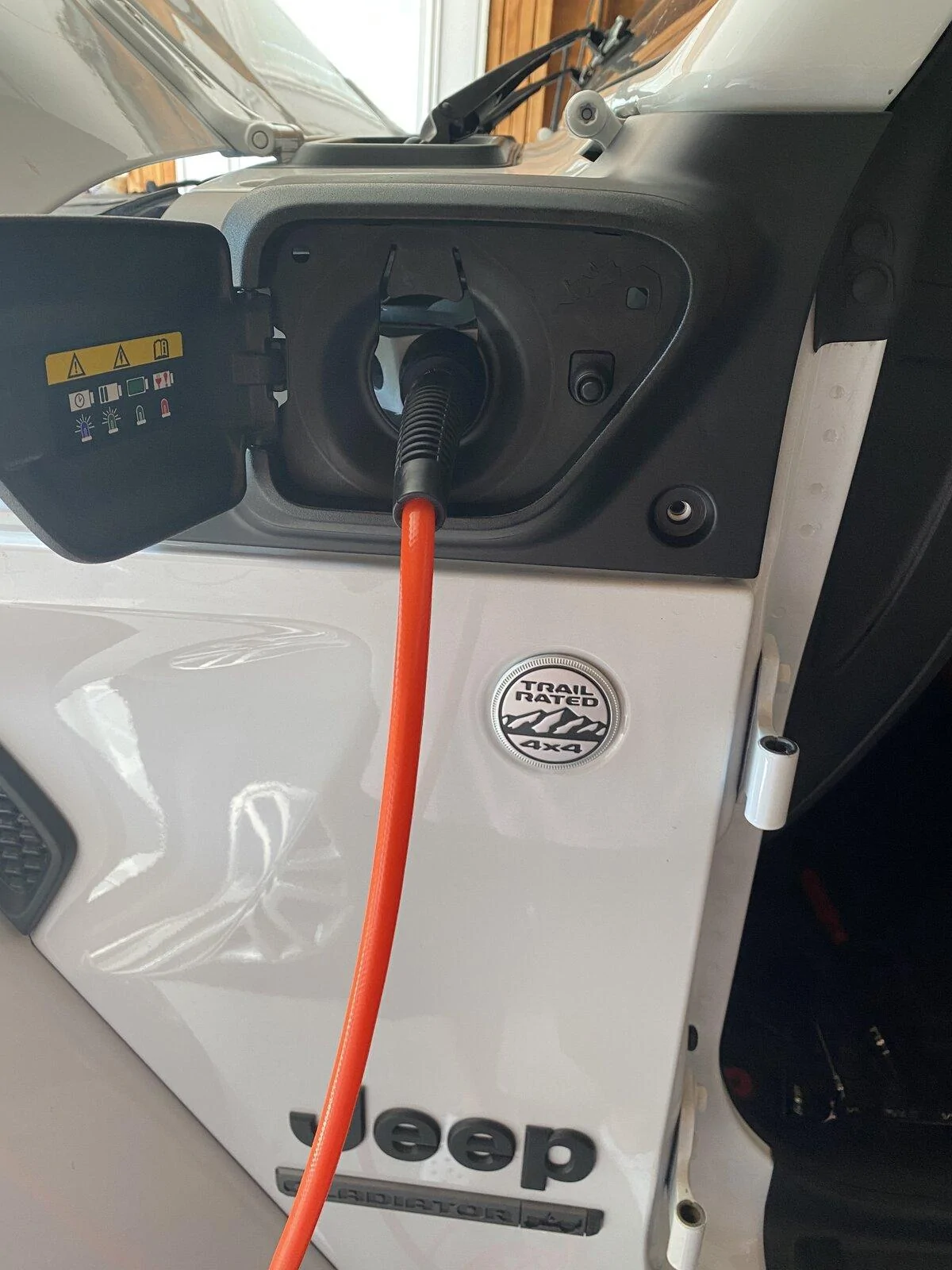 Jeep Gladiator Wrangler 4XE charge port cowl repurposed for ARB on-board air connection 1629208101573