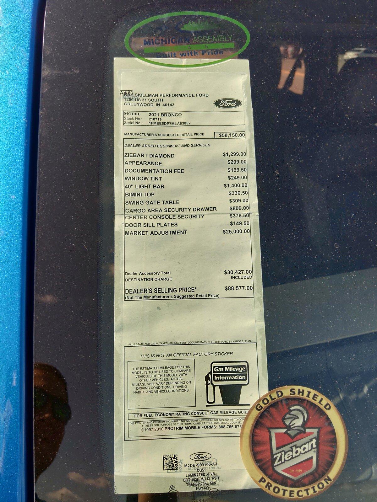 Jeep Gladiator Bronco Price "Market Adjustment" IMG_20210901_154928