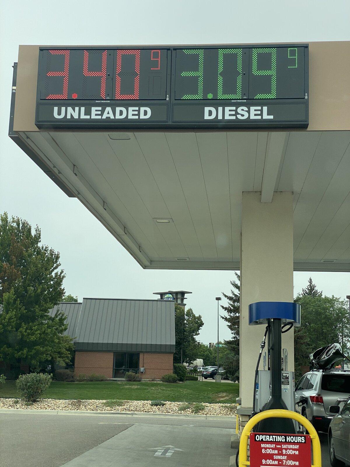 Jeep Gladiator What does Diesel vs Gasoline cost per gallon for you locally? 2021-09-01 12.58.55