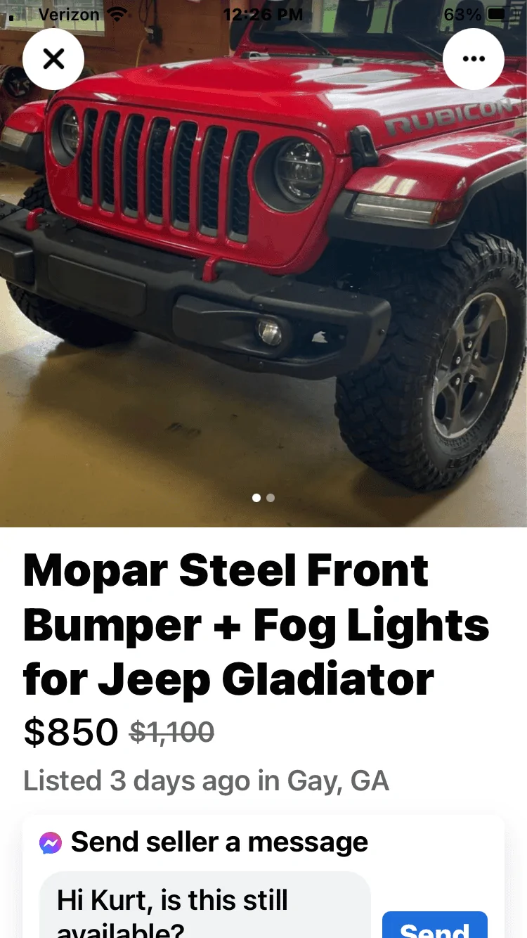 Jeep Gladiator WTB OEM Rubicon steel bumper. FB809A53-F7D3-4FFF-BFD8-BE84F7D4D1AB