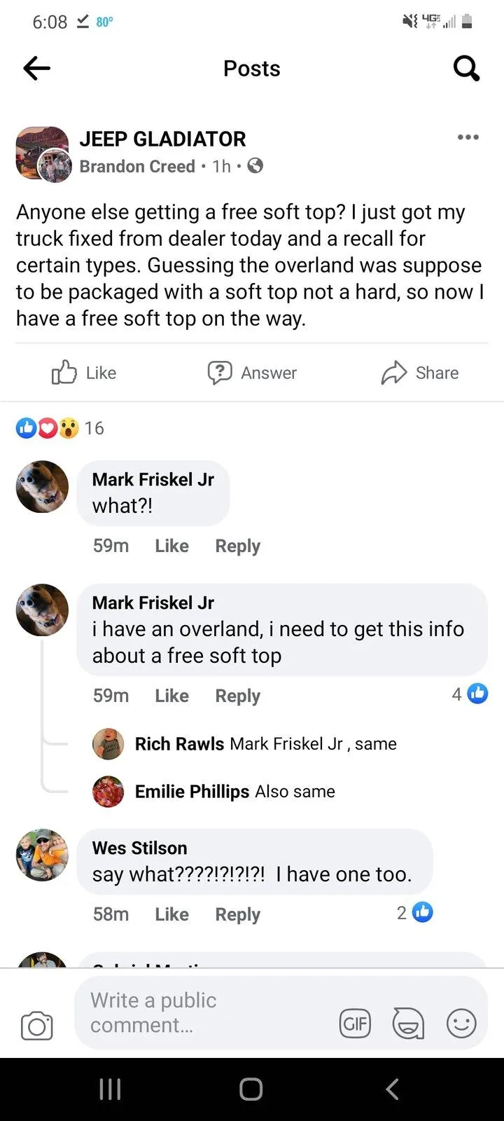 Jeep Gladiator Overland soft top recall? Screenshot_20210908-180835_Facebook