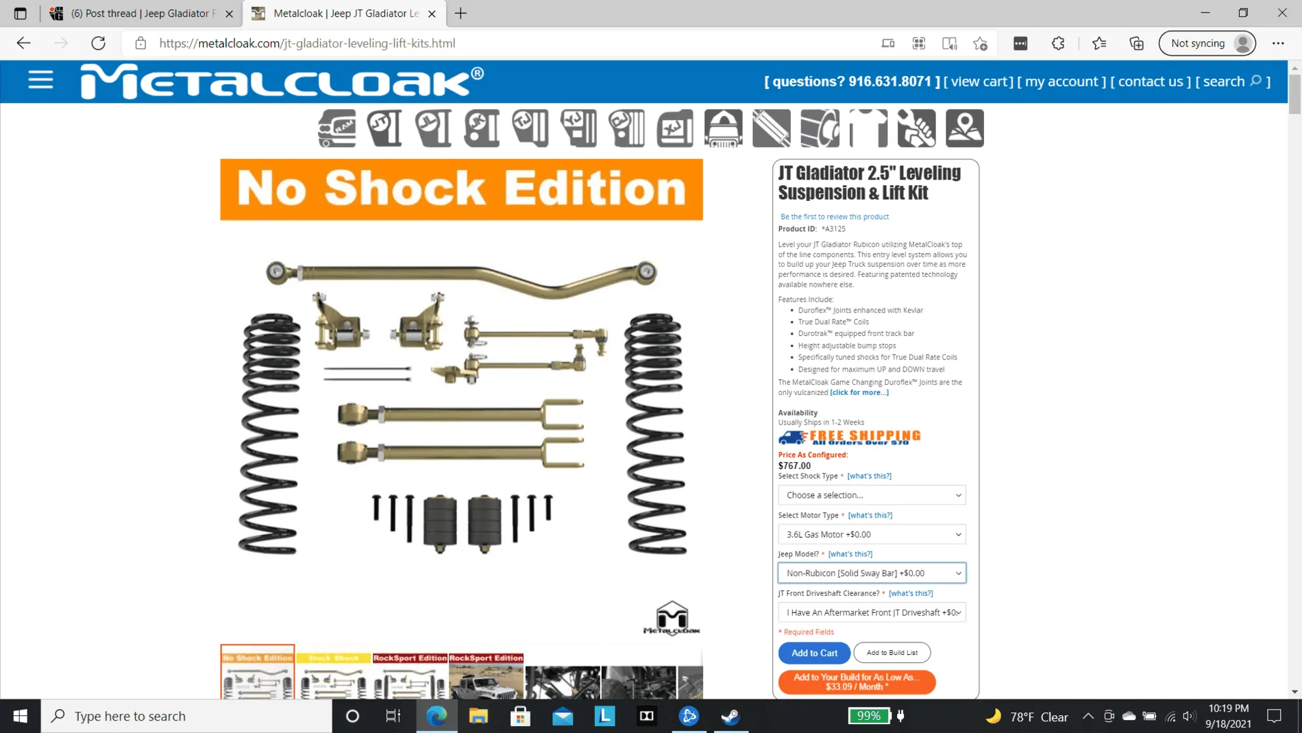 Jeep Gladiator Metalcloak 2.5 level/lift kit what options are necessary? 1632021604826
