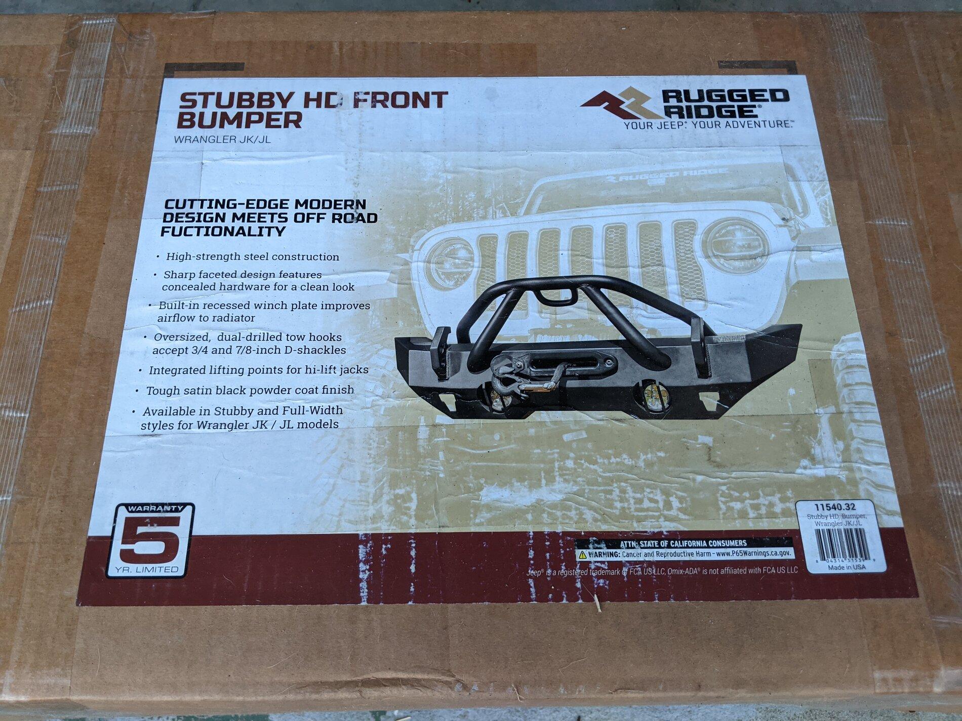Jeep Gladiator Rugged Ridge HD Stubby Front Bumper with Overrider PXL_20210917_015856863