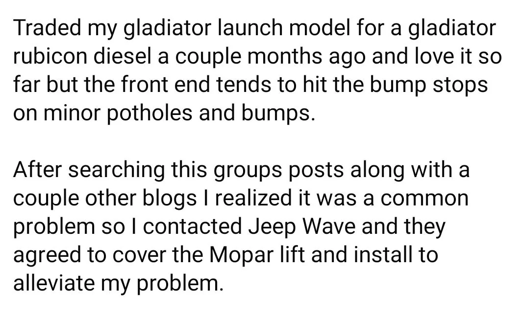 Jeep Gladiator Eco diesel Suspension bottoming out on normal roads SmartSelect_20210923-150539_Facebook