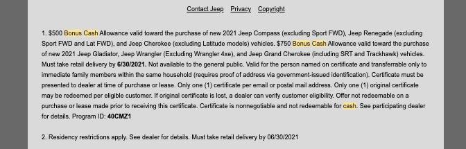 Jeep Gladiator Private Cash Bonus Offer - A Bad April Fools Joke in September? Screen Shot 2021-09-24 at 3.54.12 PM