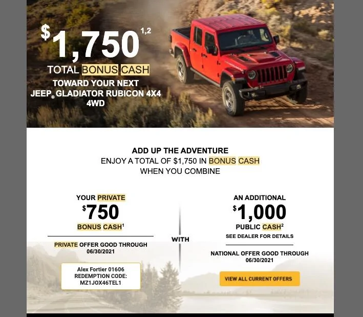 Jeep Gladiator Private Cash Bonus Offer - A Bad April Fools Joke in September? Screen Shot 2021-09-24 at 3.54.08 PM