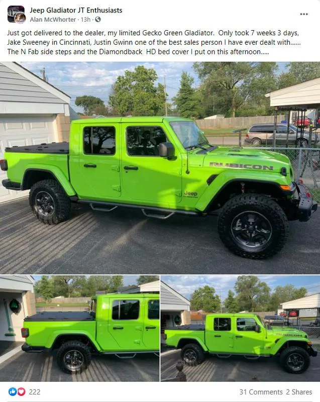 Jeep Gladiator GECKO GREEN Gladiator Club gecko