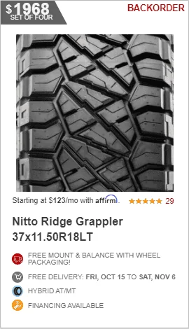 Jeep Gladiator What tall skinny tires are out there? 1633016099554