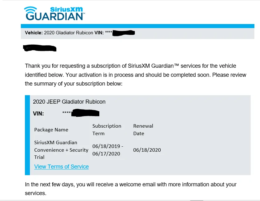 Jeep Gladiator SiriusXM Guardian activated before delivery to dealership? XMGuardian