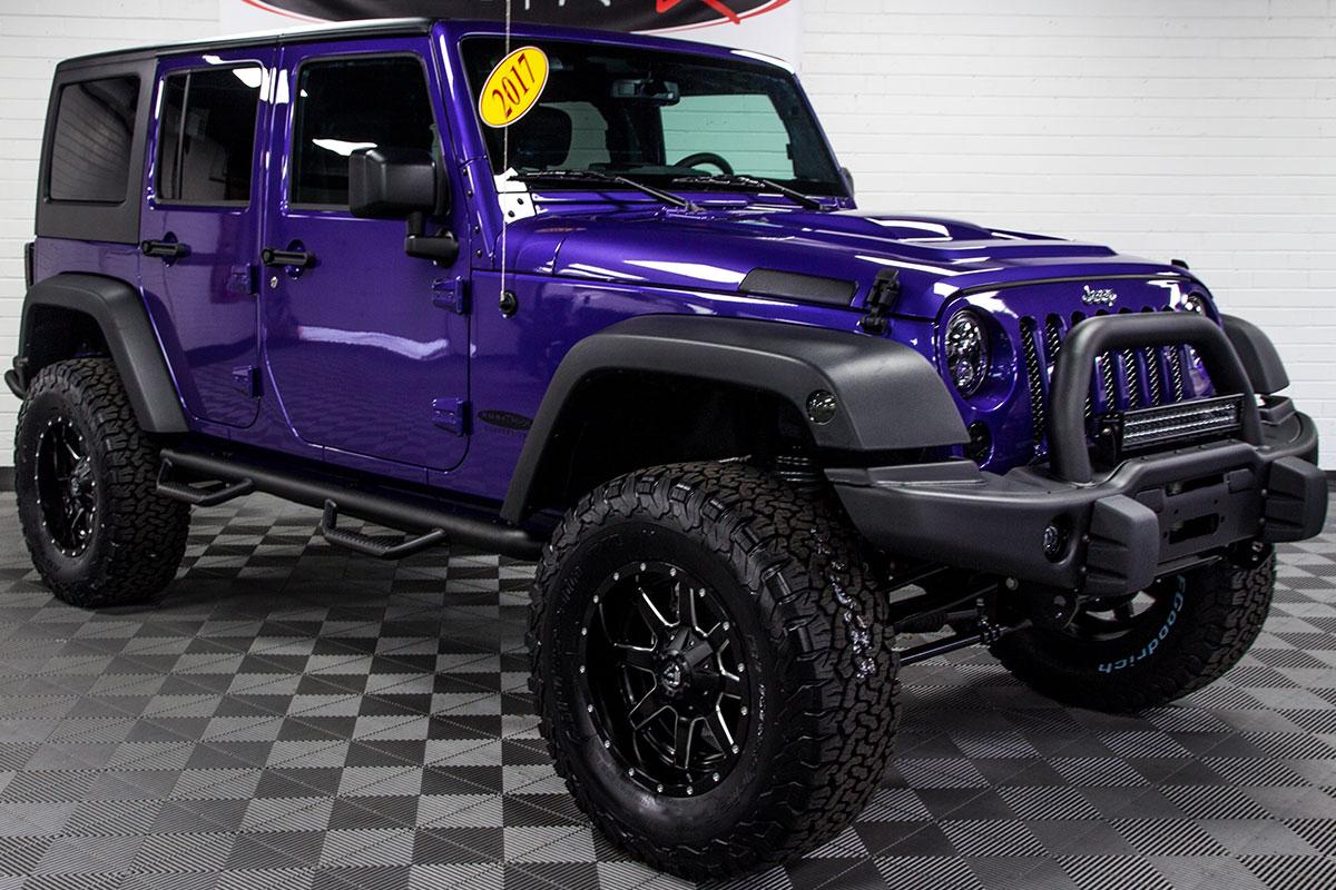 Jeep Gladiator 2022.5 Rumors? 2017-custom-jeep-wrangler-sport-unlimited-xtreme-purple-passenger-front