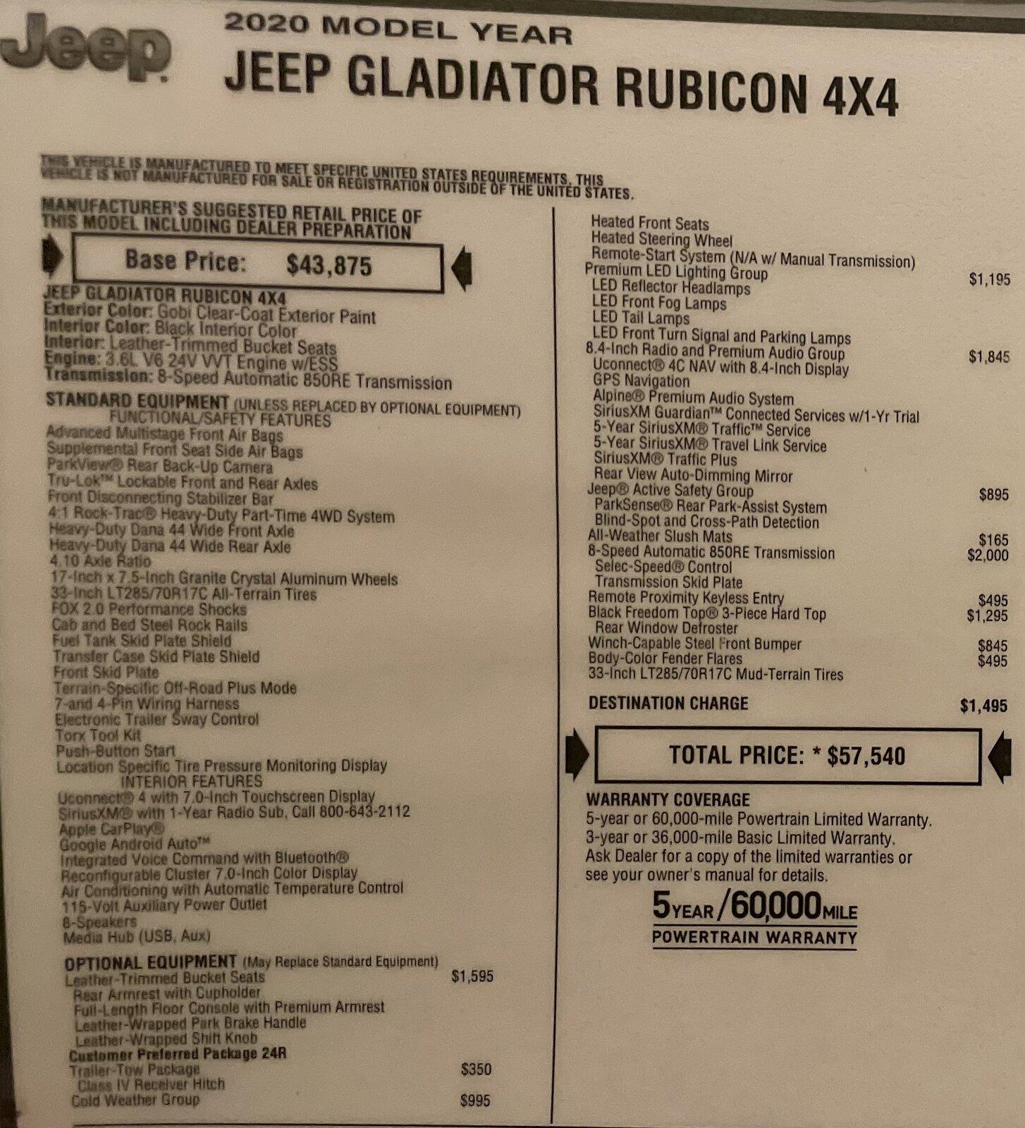 Jeep Gladiator 2020 Jeep Gladiator Rubicon + Extras 83F922A2-6771-490F-B04D-925FF0BF2F46