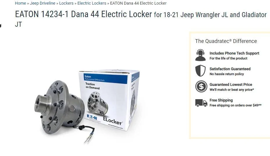 Jeep Gladiator Eaton E-Locker, Another option finally here for non JTR E-Lockers. Eaton