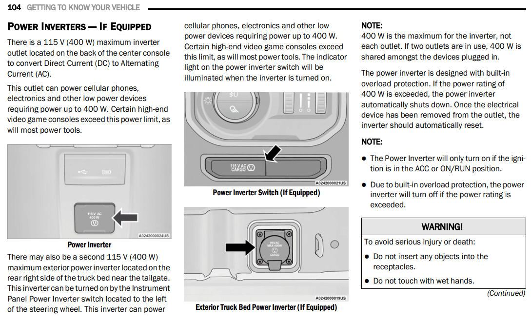Jeep Gladiator How does / how long does 120v inverter stay powered up? 1634535238501