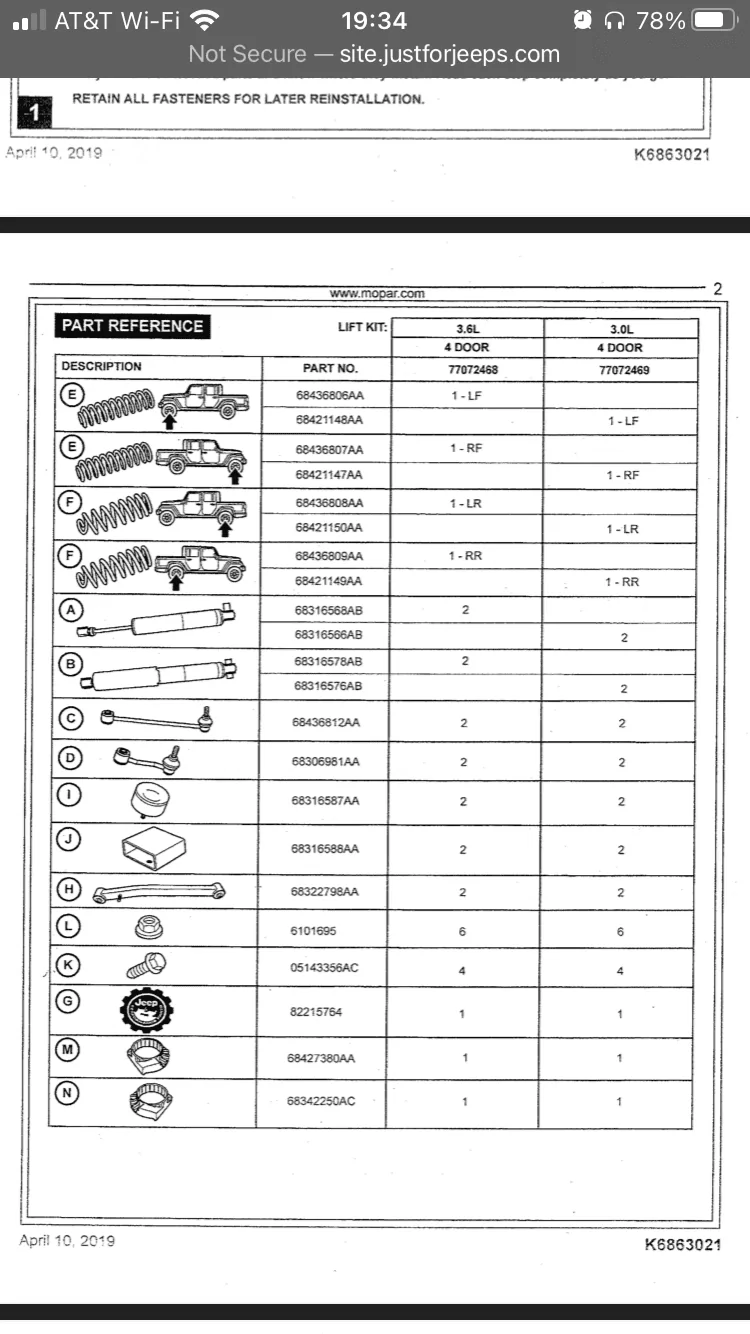 Jeep Gladiator Mopar 2" Lift Part Number AB vs AC? 5288E0FD-DA8D-45E7-B9F4-A505835857EE