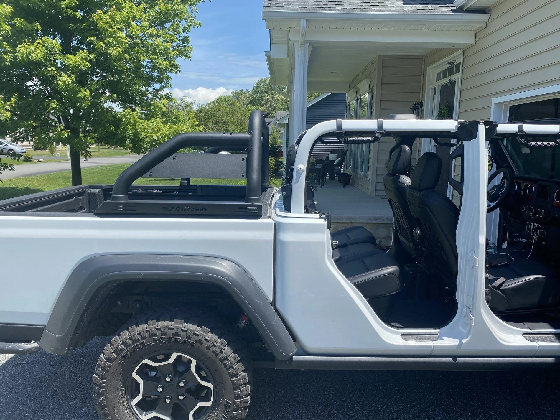 Jeep Gladiator Topless with a bed rack gladiator