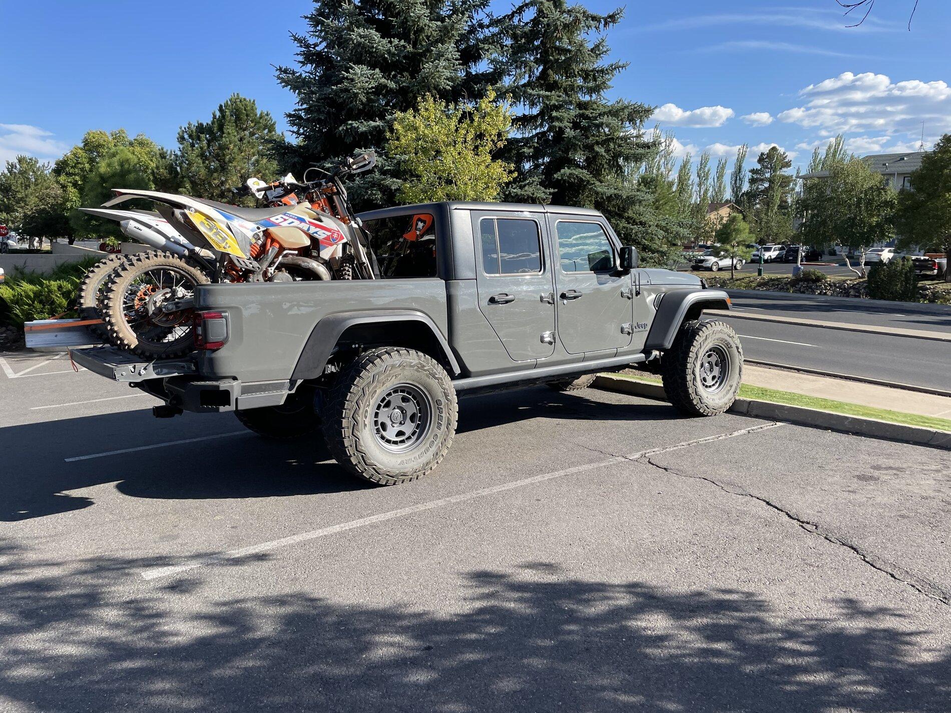 Jeep Gladiator Let's see pictures of dirt bikes or trials motorcycles loaded in the bed. B1BCF724-9C79-4830-B963-81C18CCBD3E4
