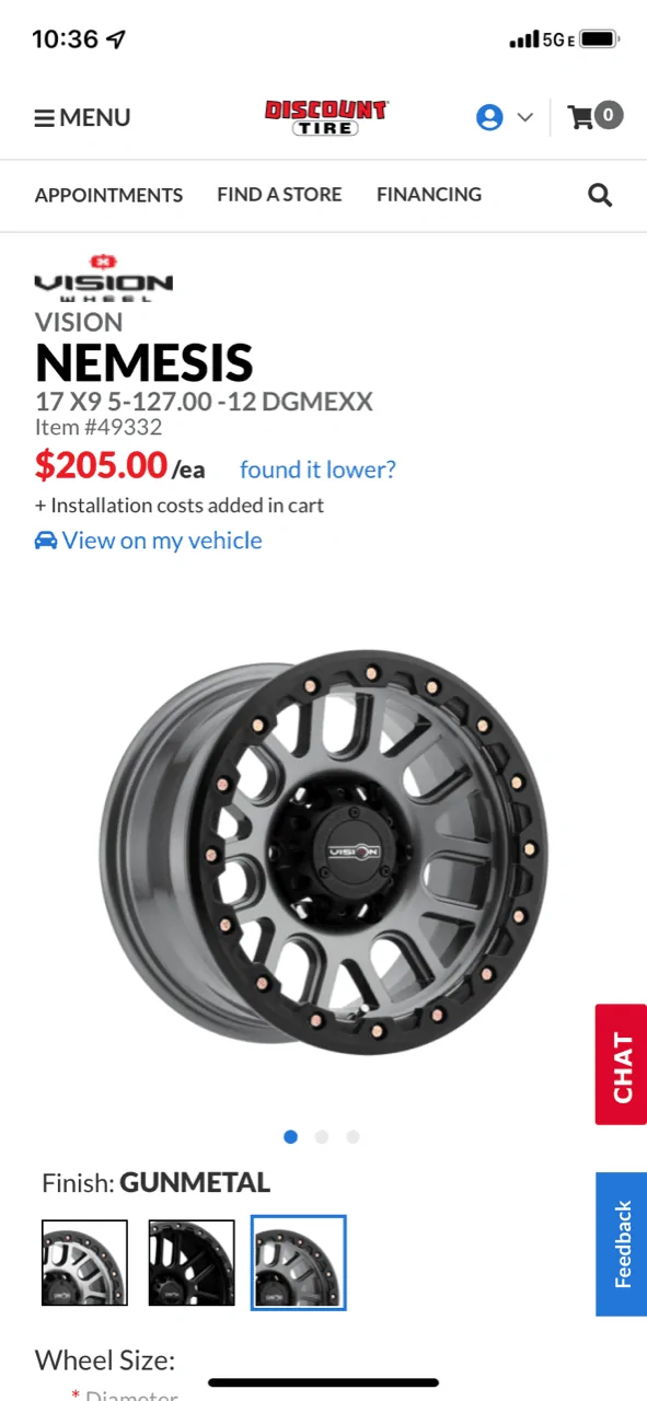 Jeep Gladiator Tire and Wheel Package 37s wt6