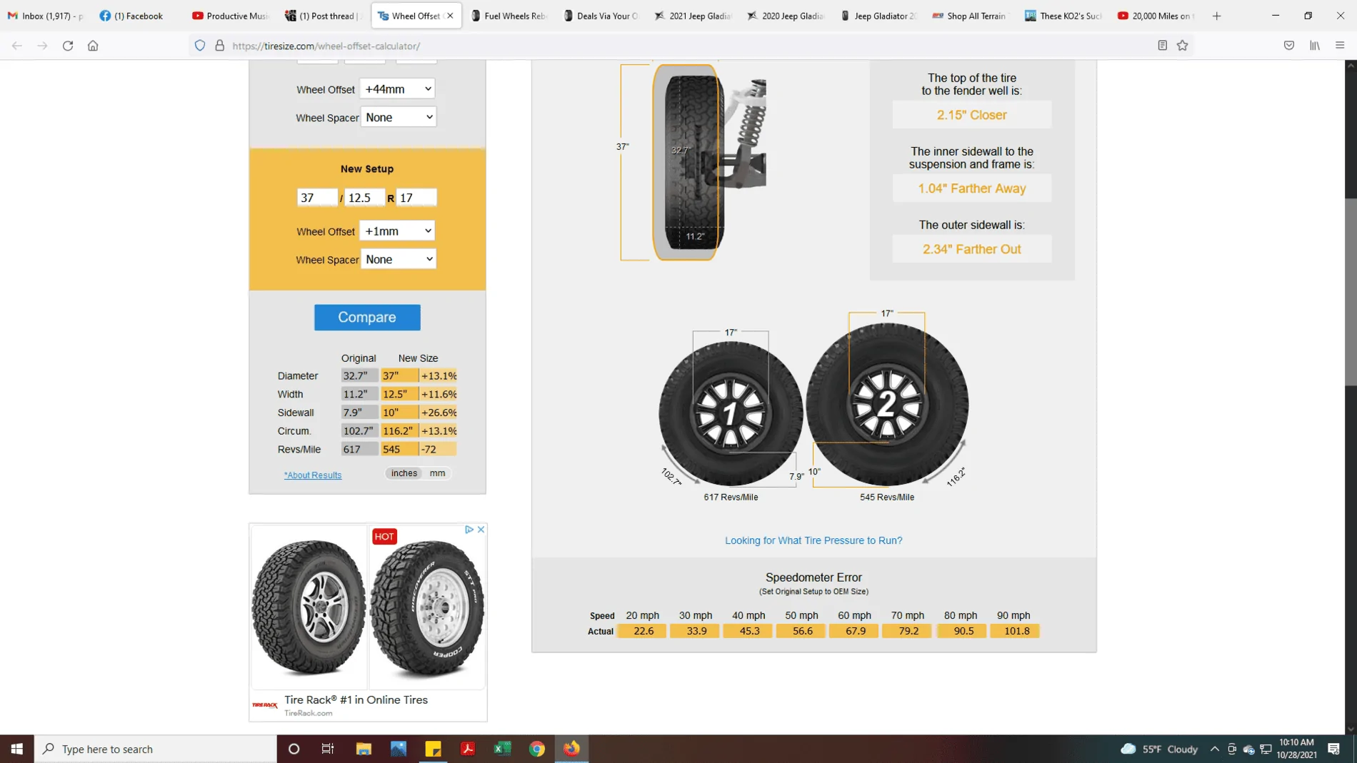 Jeep Gladiator I am picking out Tires/Wheels for my new JTRD. Need help decided between offsets. 1635441052325