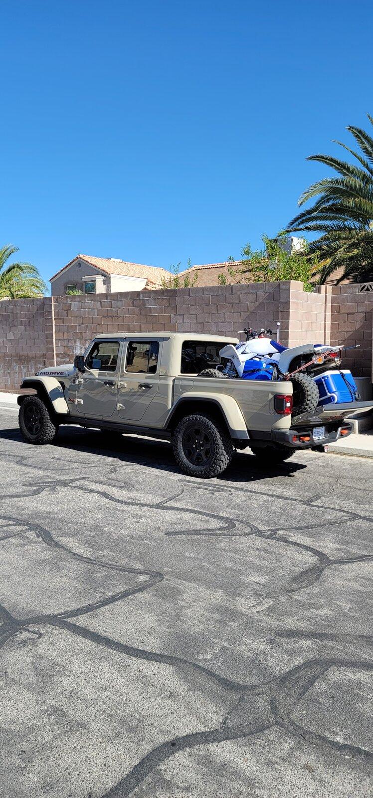 Jeep Gladiator Let's see pictures of dirt bikes or trials motorcycles loaded in the bed. D14097AD-E733-4E9A-96CD-05C939DD3CD3