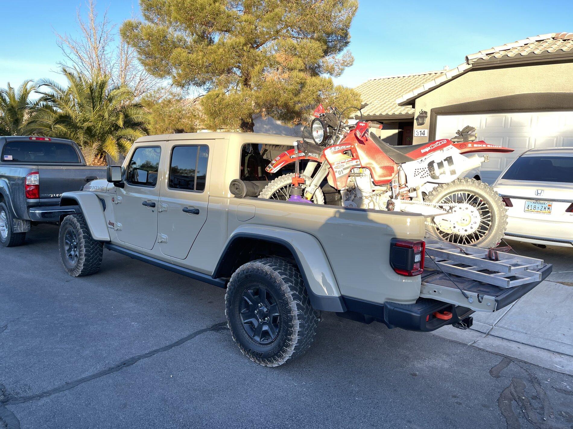 Jeep Gladiator Let's see pictures of dirt bikes or trials motorcycles loaded in the bed. 473121F9-D54E-4810-BCF6-FC38A5C4B466